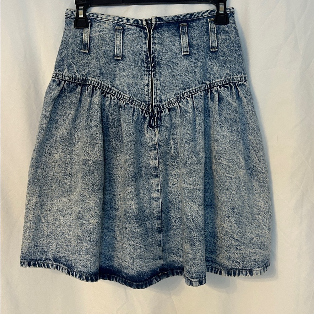 Vintage Mixed Blues Stone Washed Jean Denim Ruffle Skirt Y2K S or XS - Picture 5 of 11